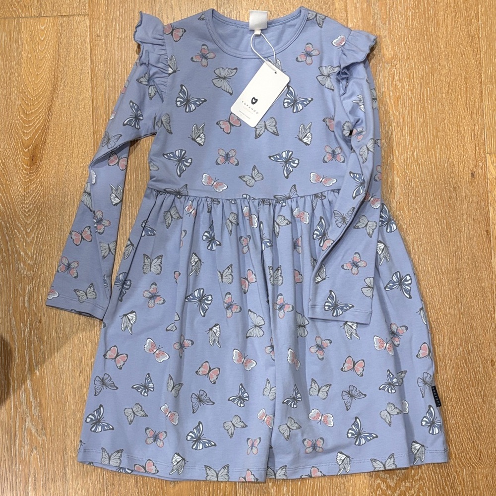 Adorable Butterfly Print Kids Dress - Lavender